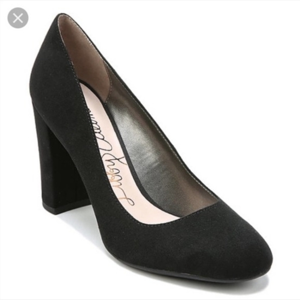 Libby Edelman Black Suede Pumps Block Heel 6.5